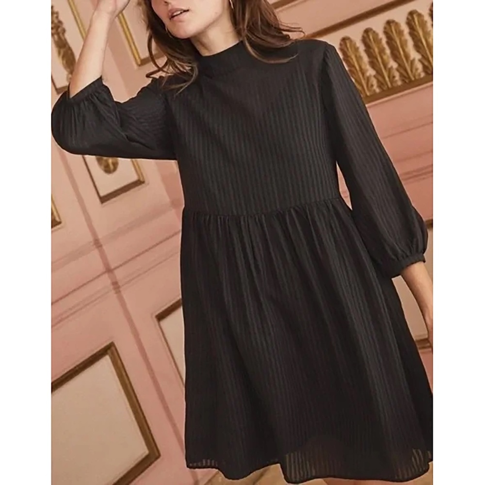 Amour Vert Alina Baby Doll Black Stripe Dress. Size S